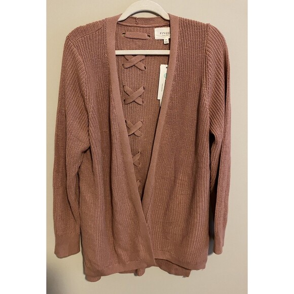 Pinque by Stitch Fix Cardigan Sweater Mauve Pink Open Front Casual Size 1X New - Picture 2 of 5